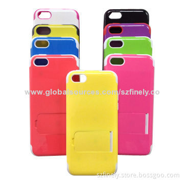 PC+TPU case for iPhone 5C, Double injection with stand, multi-color matched